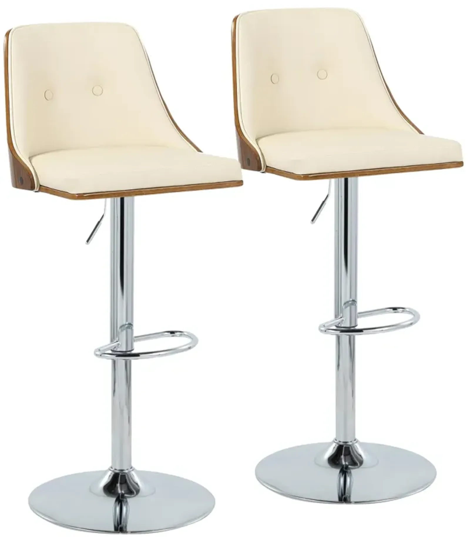 Gianna - Mid Century Modern Adjustable Barstool With Swivel With Oval Footrest (Set of 2)