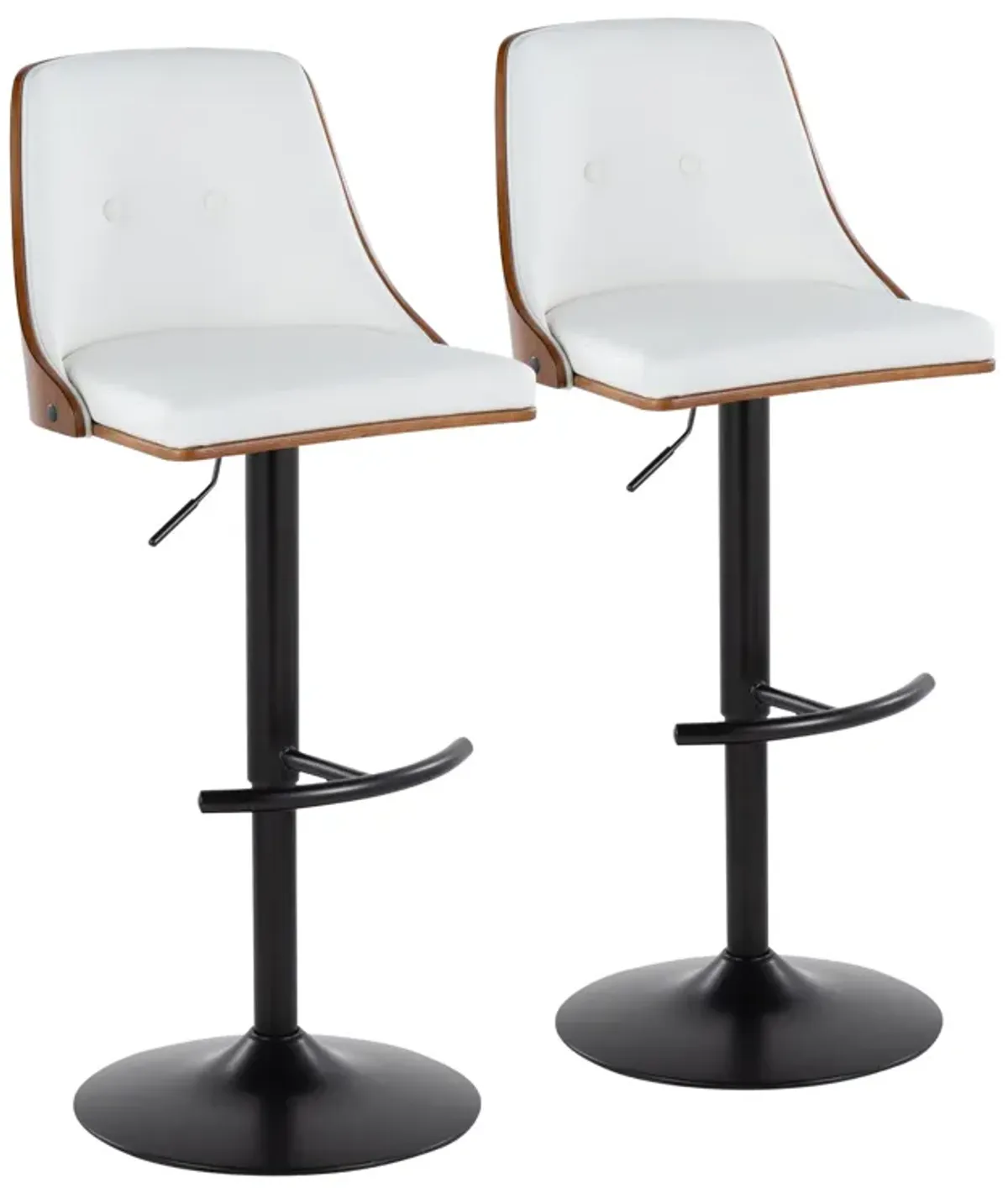 Gianna - Mid Century Modern Adjustable Barstool, Swivel With Rounded T Footrest (Set of 2)