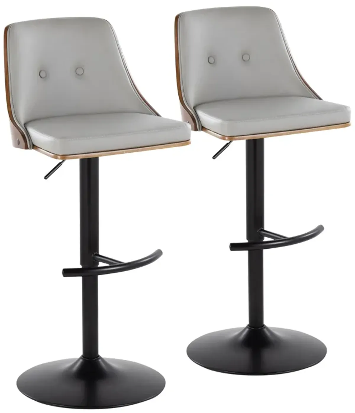 Gianna - Mid Century Modern Adjustable Barstool, Swivel With Rounded T Footrest (Set of 2)