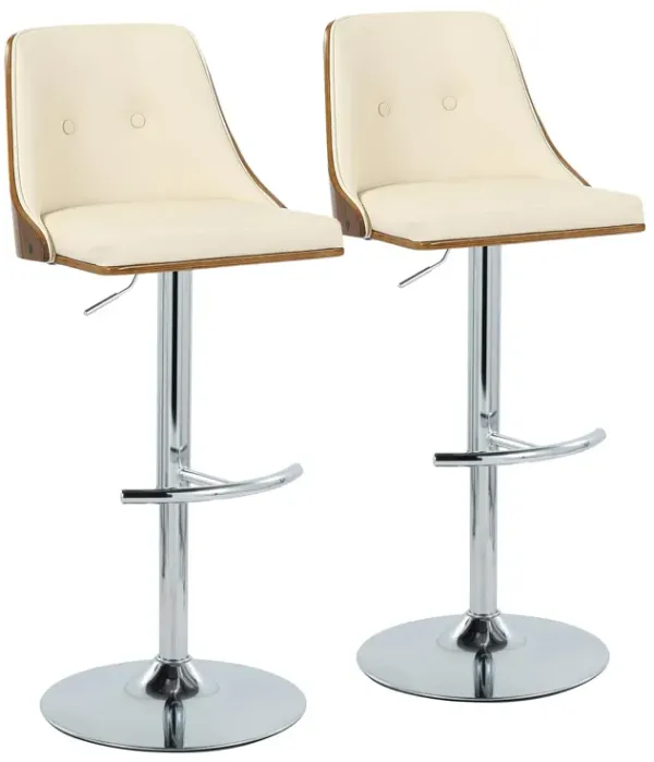 Gianna - Mid Century Modern Adjustable Barstool With Swivel With Rounded T Footrest (Set of 2)