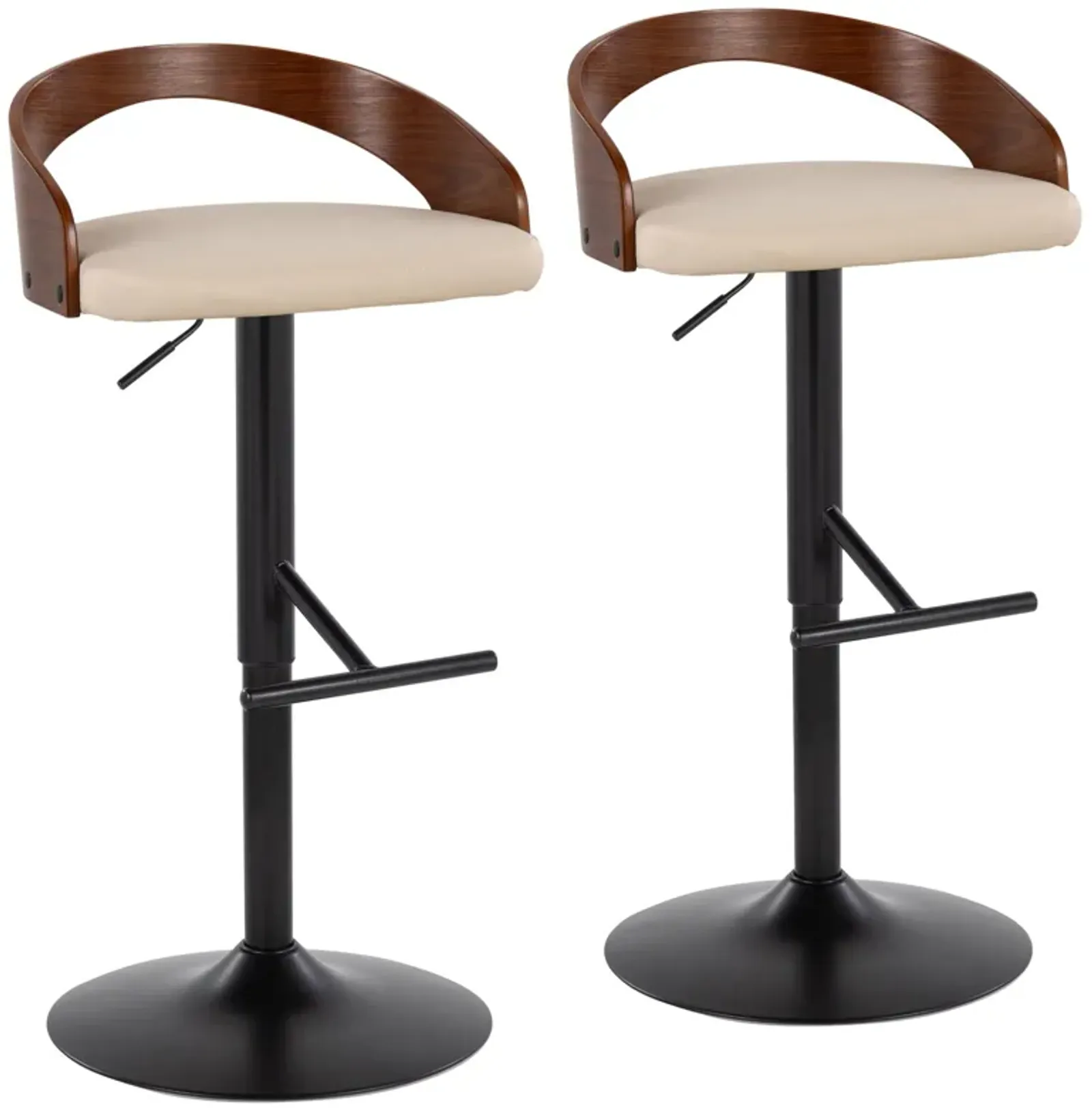 Grotto - Contemporary Adjustable Barstool & Swivel With Straight T Footrest (Set of 2)