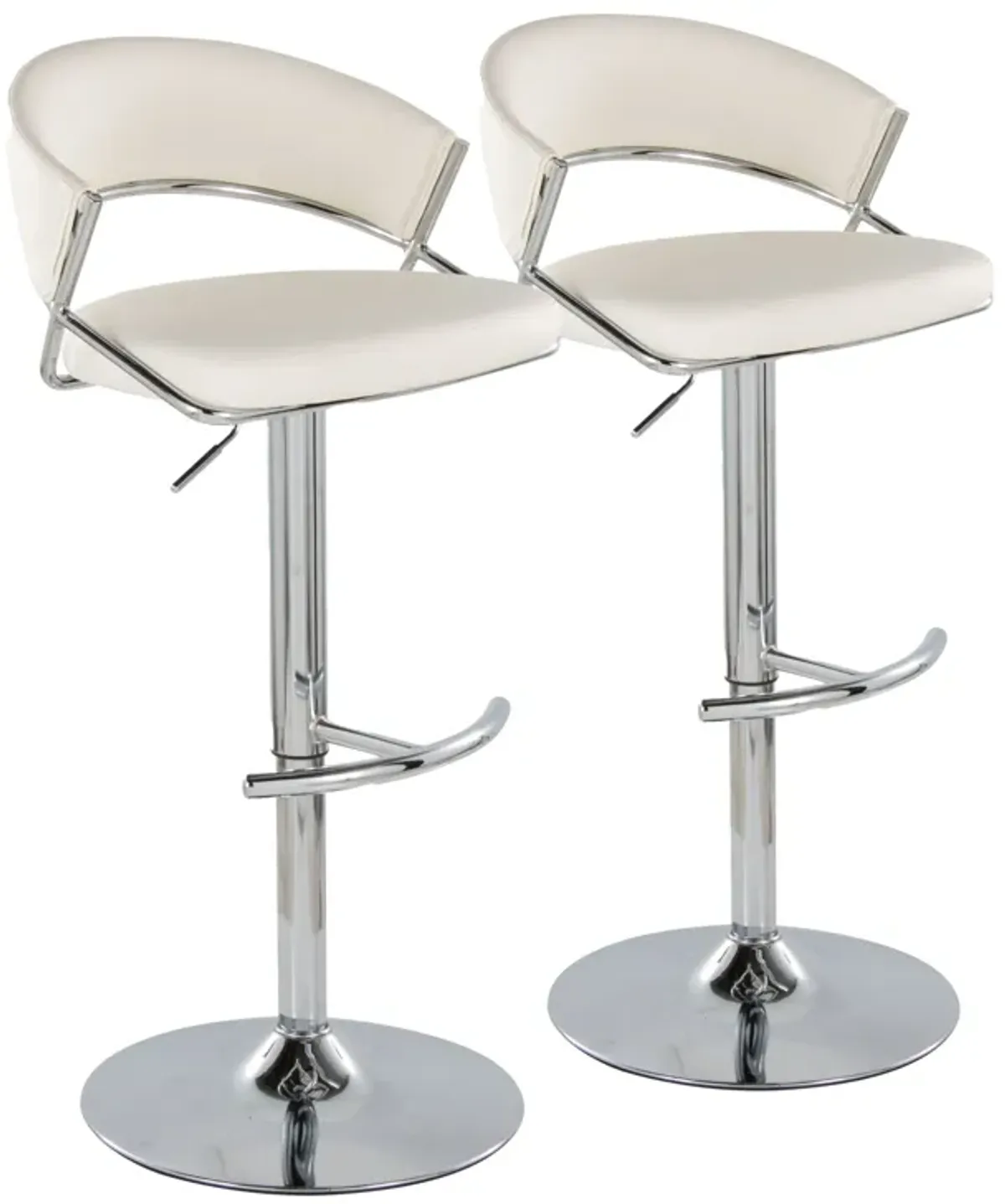 Jie - Contemporary Adjustable Barstool With Swivel & Rounded T Footrest (Set of 2)