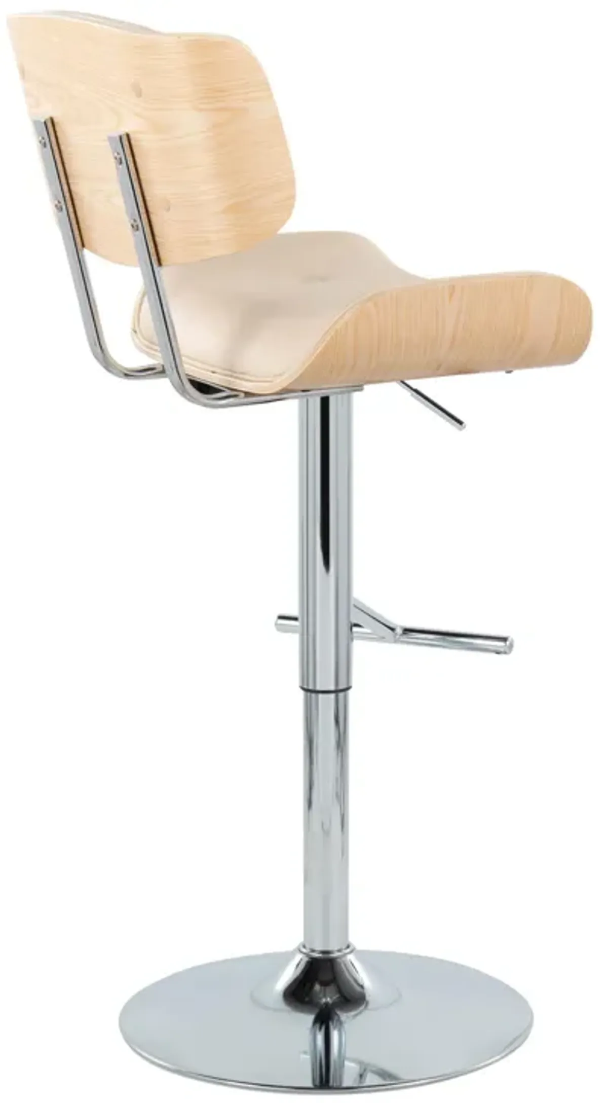 Lombardi - Contemporary Adjustable Barstool With Swivel With Straight T Footrest (Set of 2)