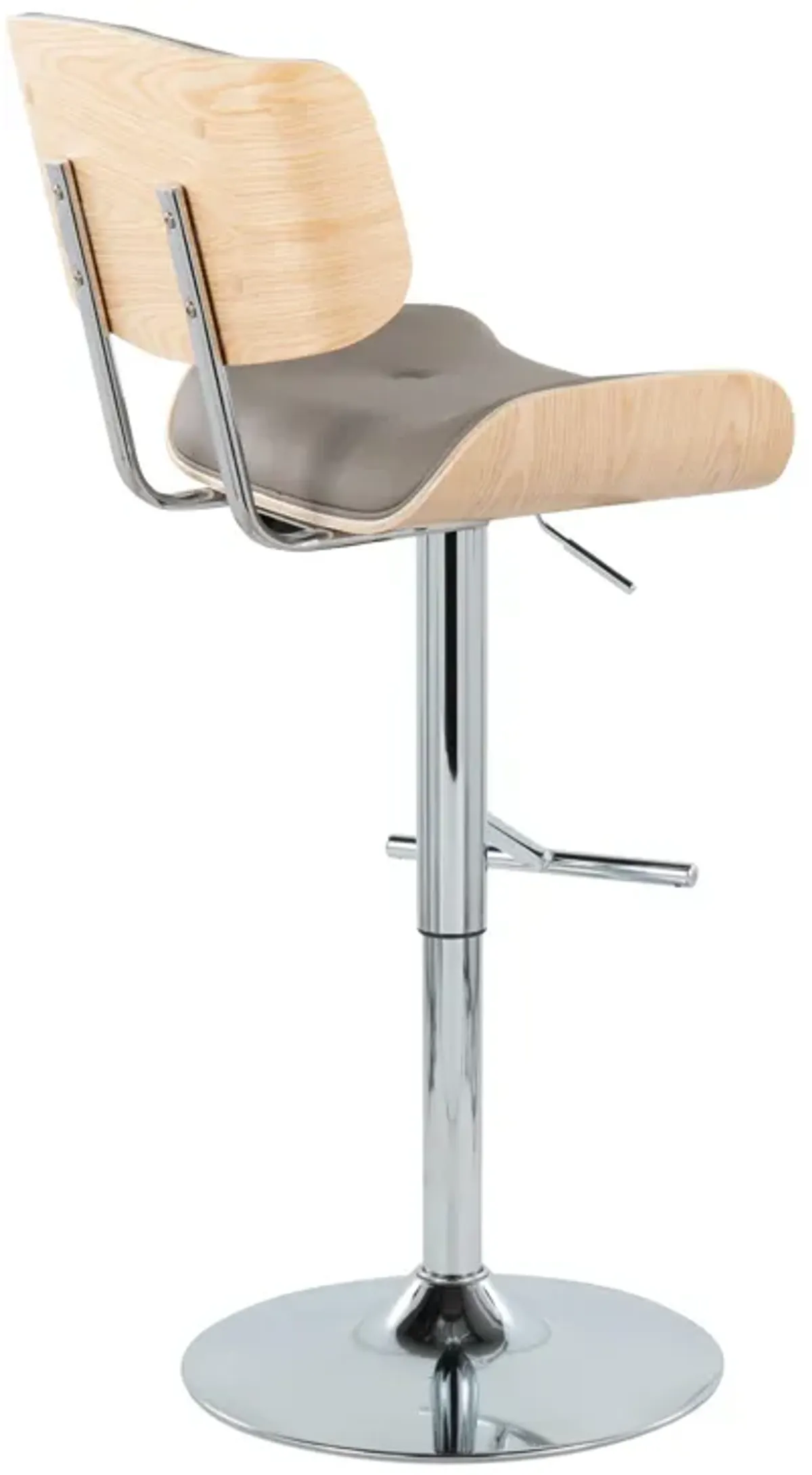 Lombardi - Contemporary Adjustable Barstool With Swivel With Straight T Footrest (Set of 2)