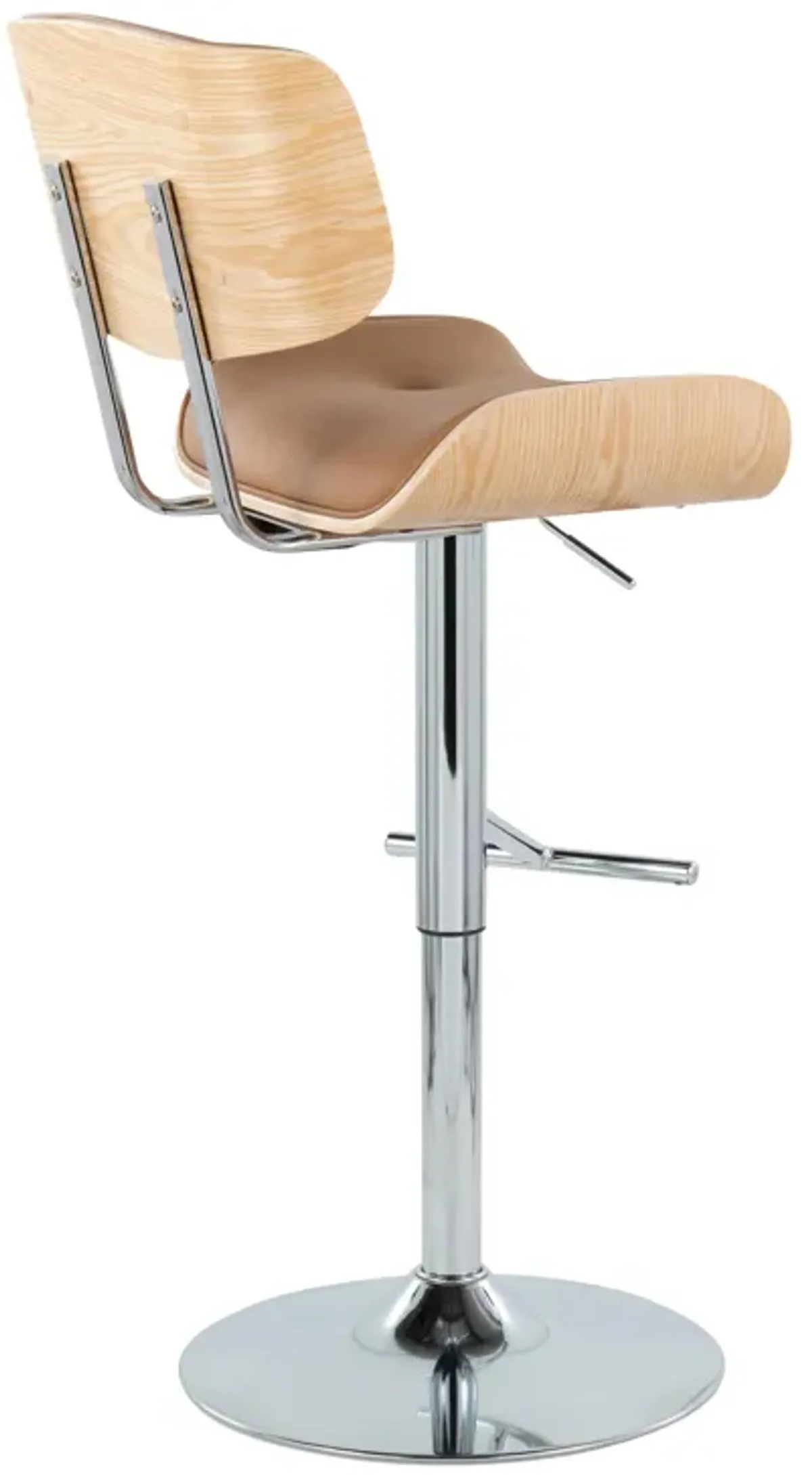 Lombardi - Contemporary Adjustable Barstool With Swivel With Straight T Footrest (Set of 2)