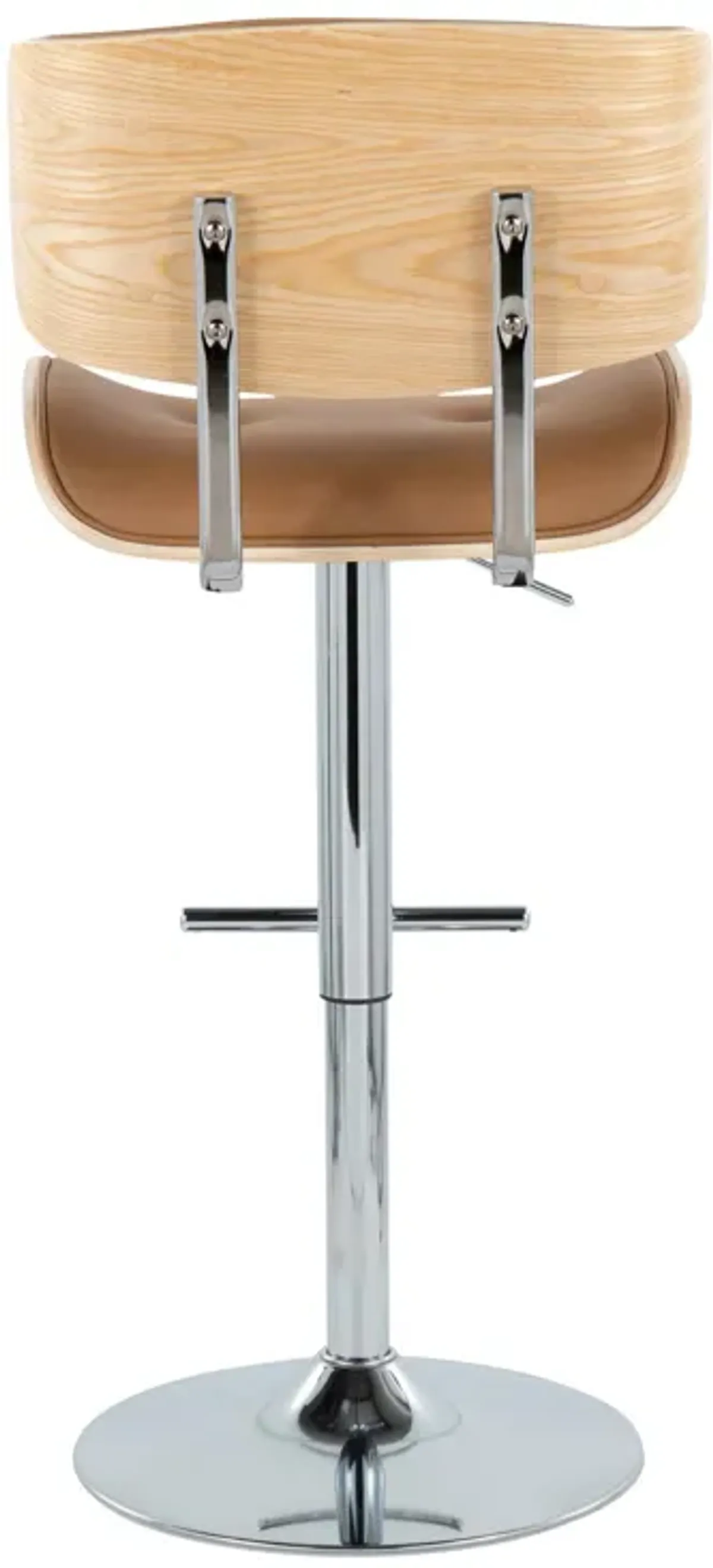 Lombardi - Contemporary Adjustable Barstool With Swivel With Straight T Footrest (Set of 2)