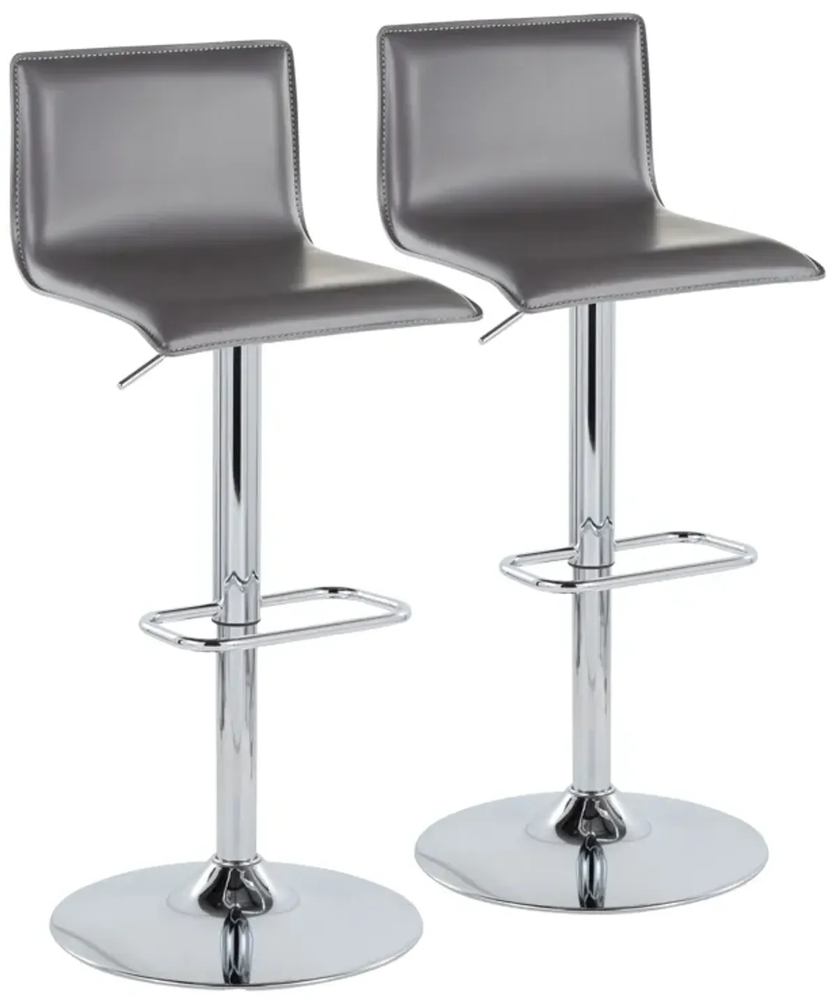 Mara - Upholste Contemporary Adjustable Barstool With Swivel With Rounded Rectangle Footrest (Set of 2)