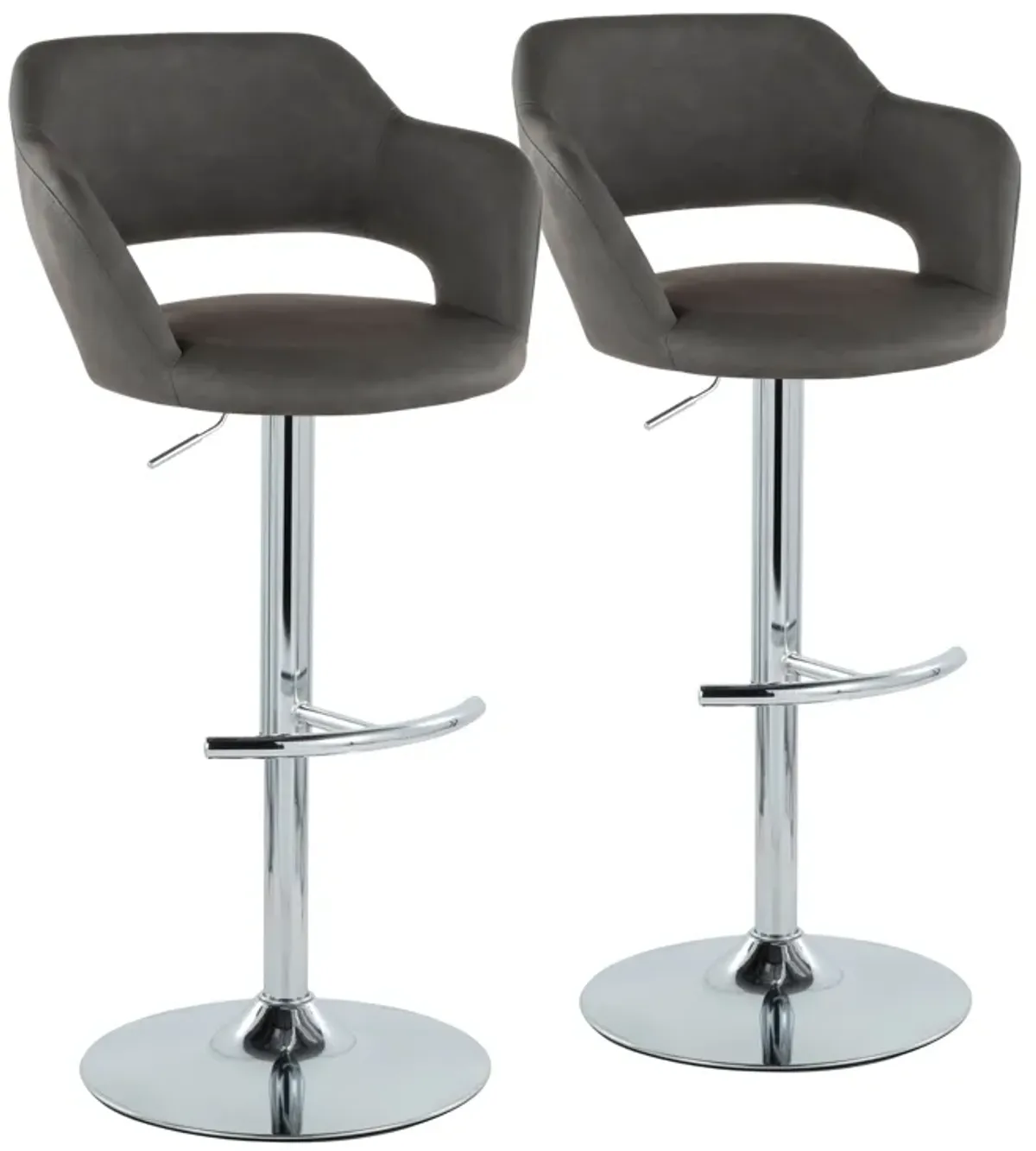 Margarite - Contemporary Ajustable Barstool With Swivel With Rounded T Footrest (Set of 2)