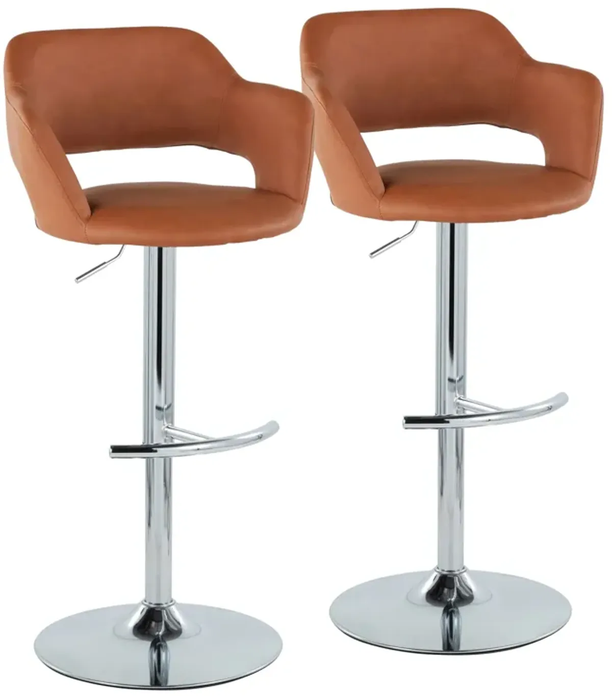 Margarite - Contemporary Ajustable Barstool With Swivel With Rounded T Footrest (Set of 2)