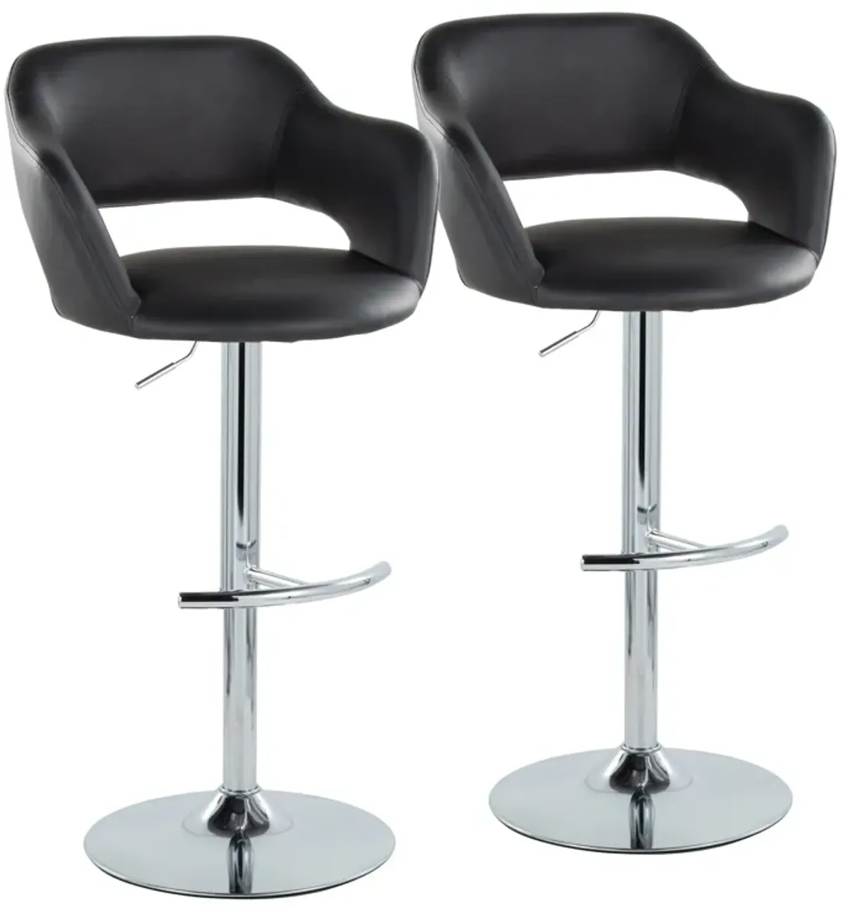 Margarite - Contemporary Ajustable Barstool With Swivel With Rounded T Footrest (Set of 2)