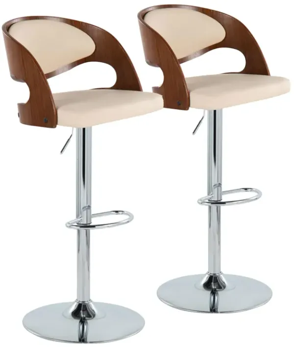 Pino - Mid Century Modern Adjustable Barstool With Swivel With Oval Footrest (Set of 2)
