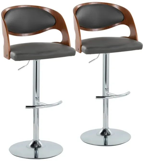 Pino - Mid Century Modern Adjustable Barstool & Swivel With Rounded T Footrest (Set of 2)