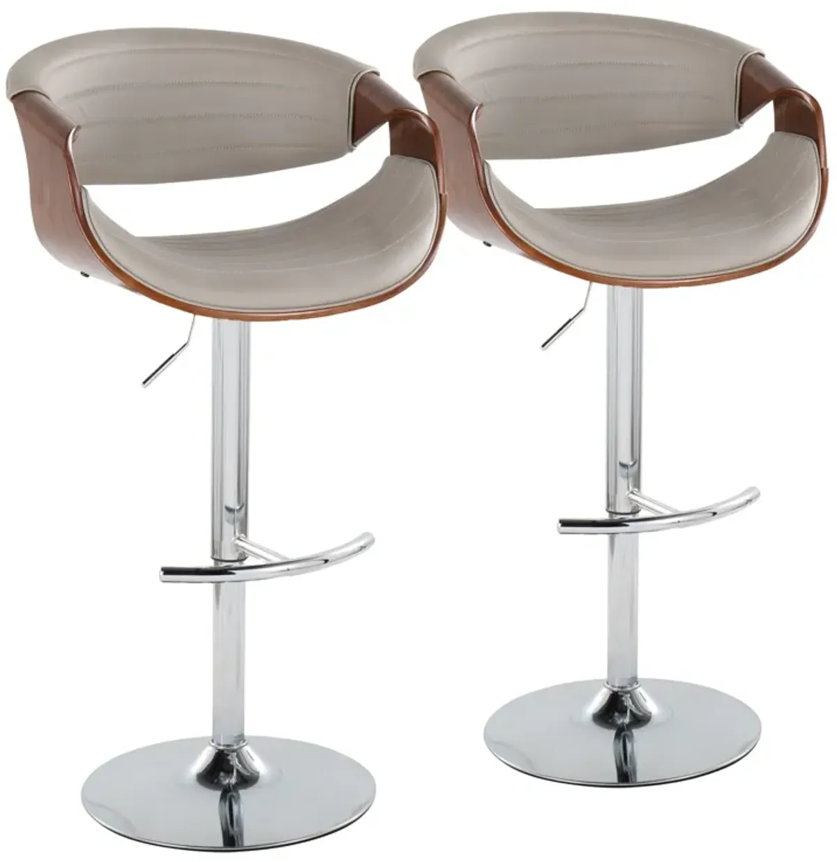 Symphony - Mid Century Modern Adjustable Barstool & Swivel With Rounded T Footrest (Set of 2)