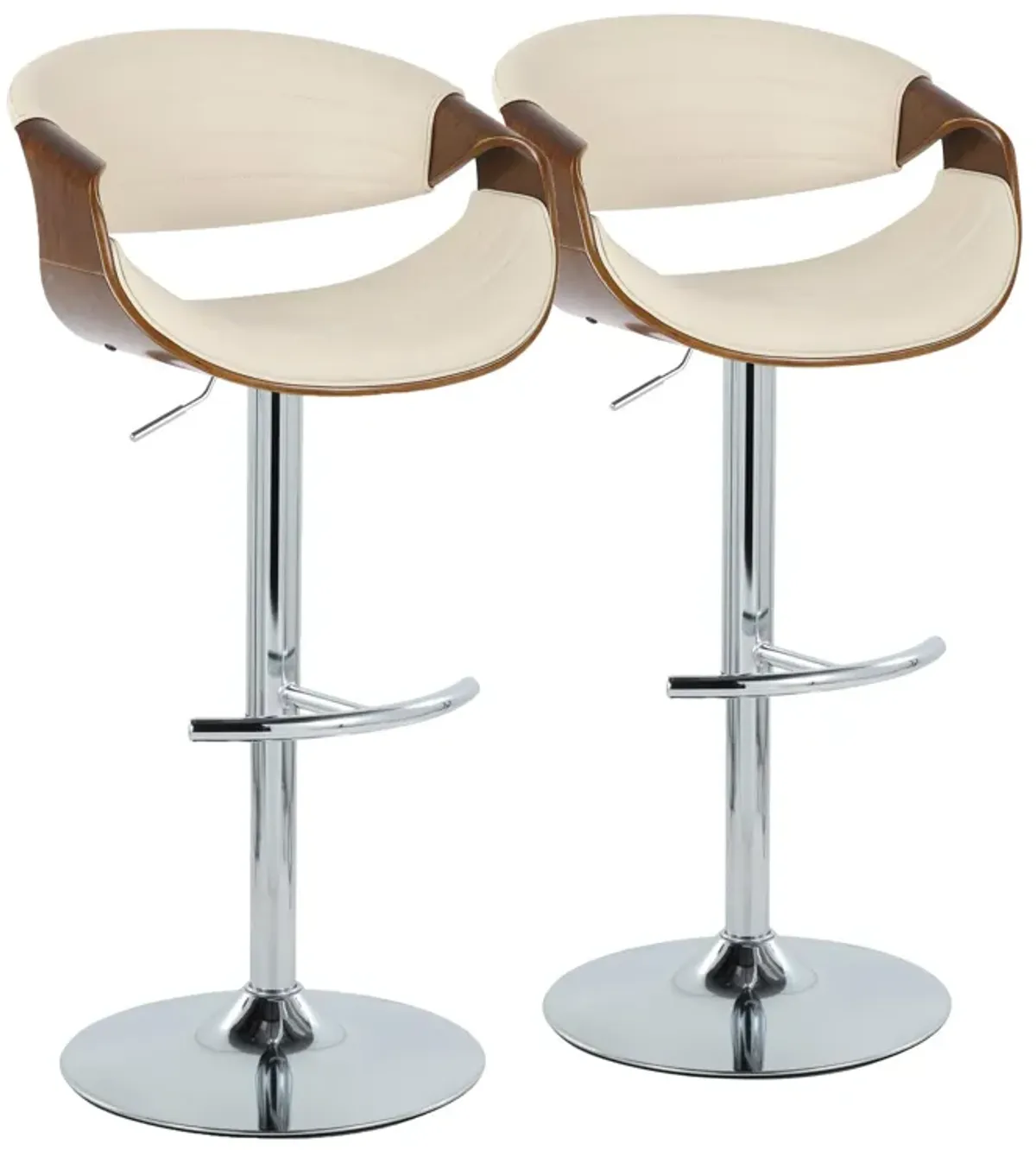 Symphony - Mid Century Modern Adjustable Barstool & Swivel With Rounded T Footrest (Set of 2)