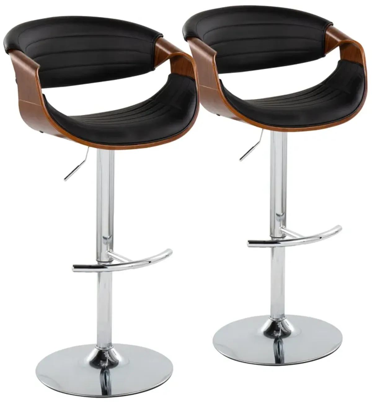 Symphony - Mid Century Modern Adjustable Barstool & Swivel With Rounded T Footrest (Set of 2)