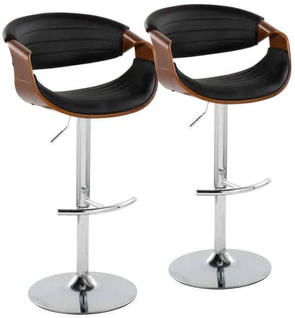 Symphony - Mid Century Modern Adjustable Barstool & Swivel With Rounded T Footrest (Set of 2)