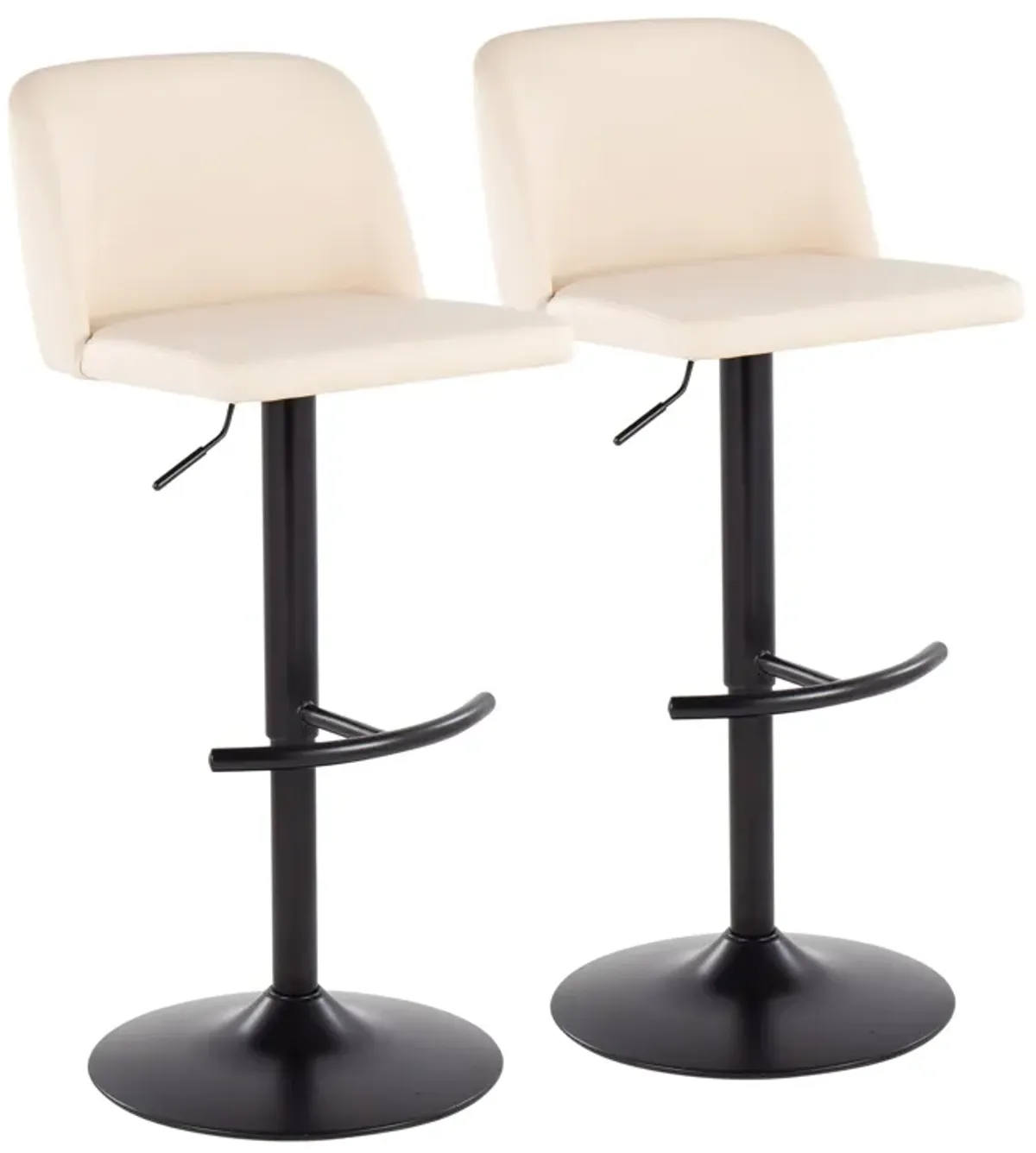 Toriano - Contemporary Adjustable Bar Stool With Rounded T Footrest (Set of 2)