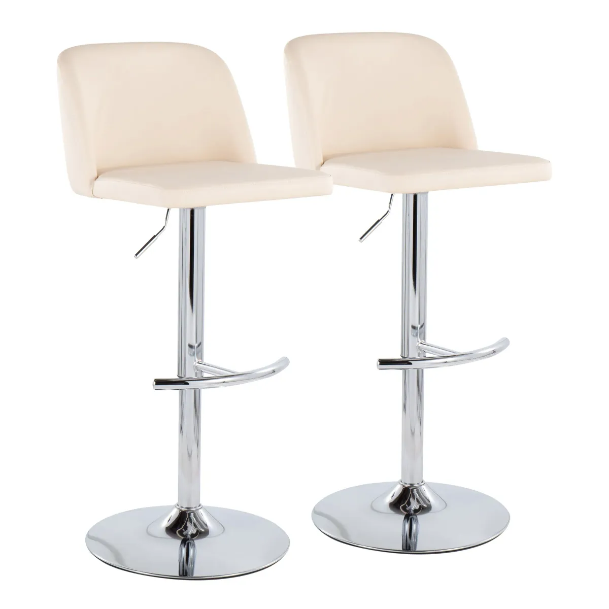 Toriano - Contemporary Adjustable Barstool With Swivel & Rounded T Footrest (Set of 2)