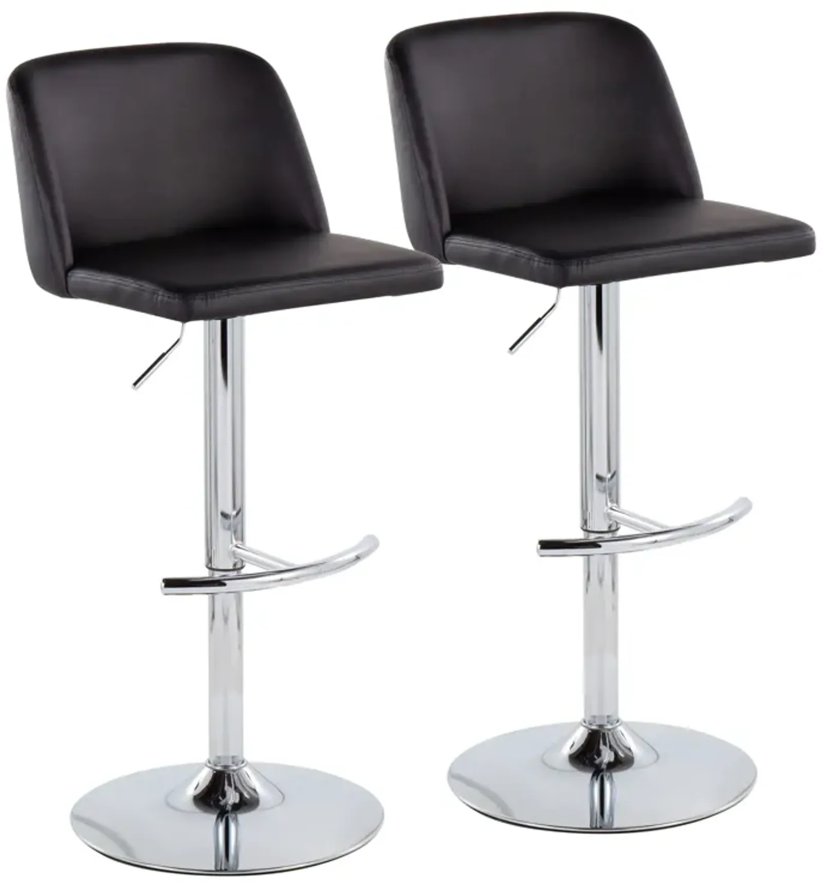 Toriano - Contemporary Adjustable Barstool With Swivel & Rounded T Footrest (Set of 2)