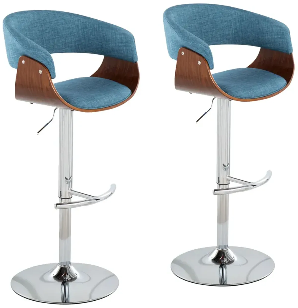 Vintage Mod - Mid Century Modern Adjustable Height Barstool With Swivel With Rounded T Footrest (Set of 2)