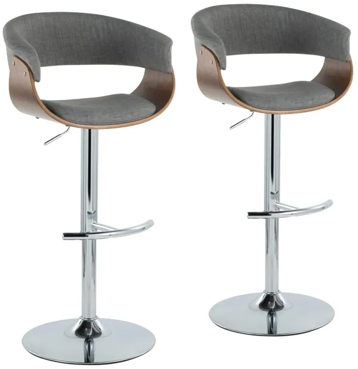 Vintage Mod - Mid Century Modern Adjustable Height Barstool With Swivel With Rounded T Footrest (Set of 2)