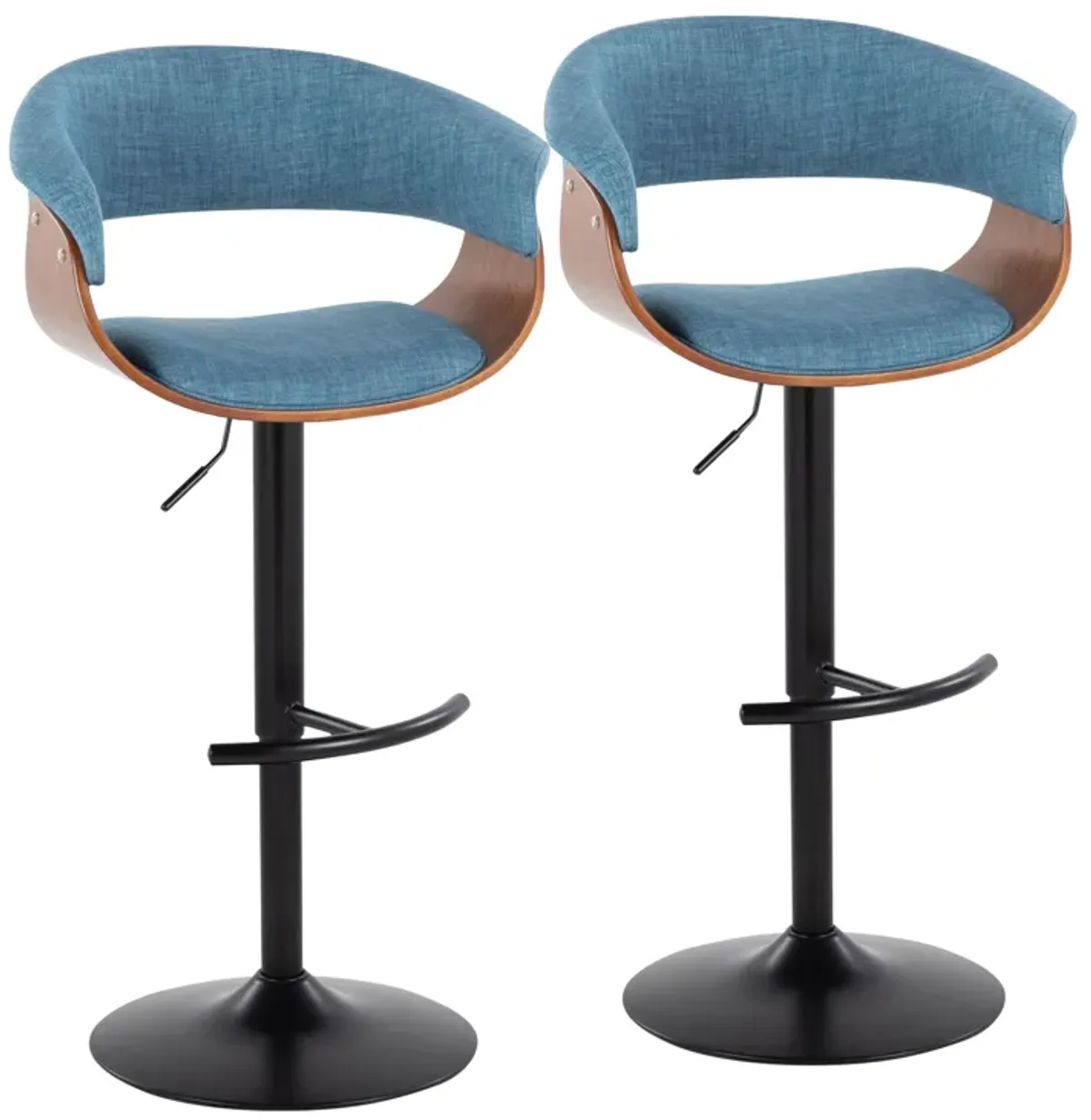 Vintage Mod - Mid Century Modern Adjustable Height Barstool With Swivel & Rounded T Footrest (Set of 2)