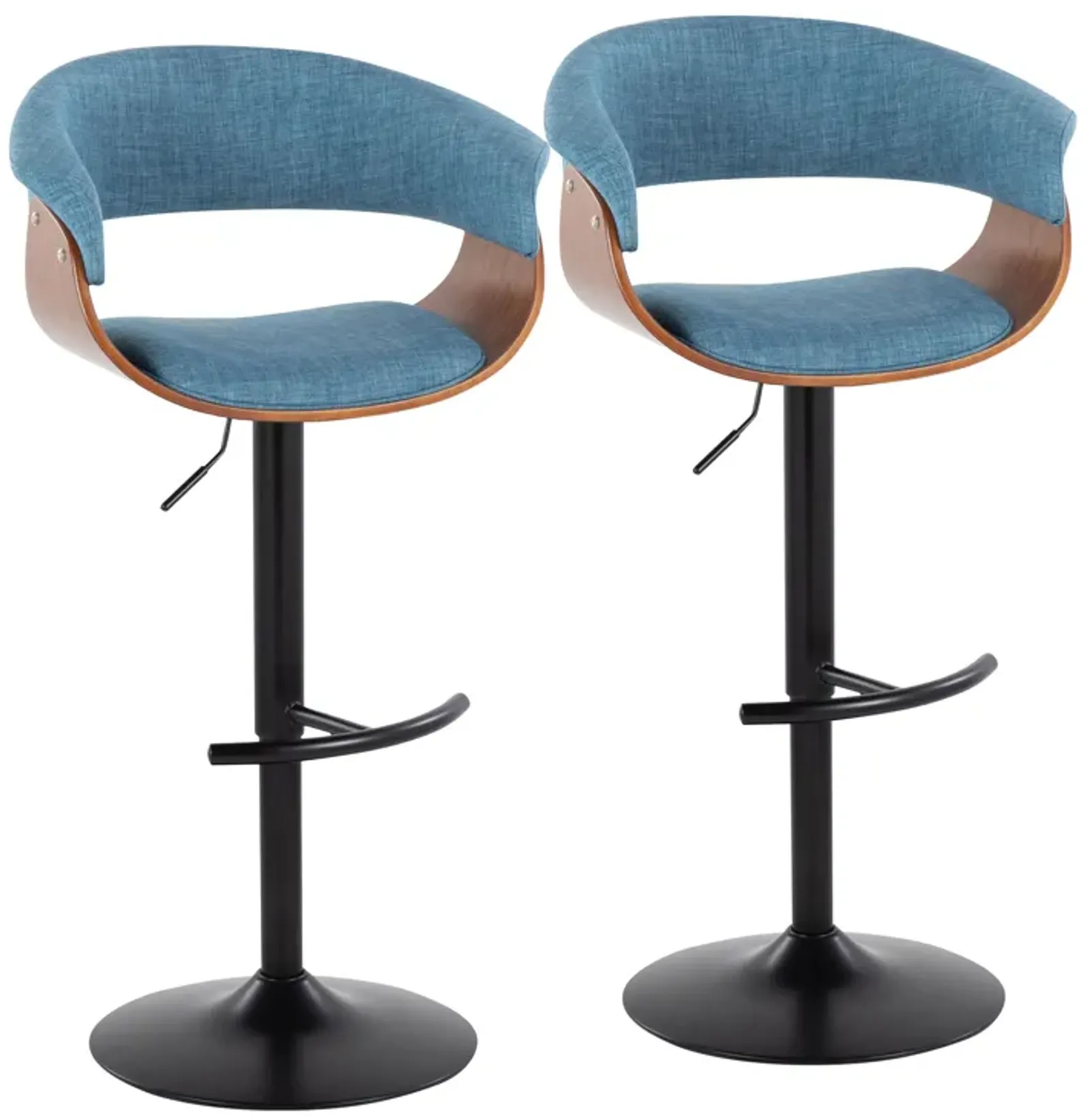 Vintage Mod - Mid Century Modern Adjustable Height Barstool With Swivel & Rounded T Footrest (Set of 2)