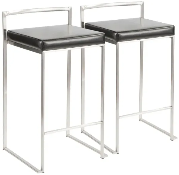 Fuji - Contemporary, Stackable Elegant Counter Stool (Set of 2)
