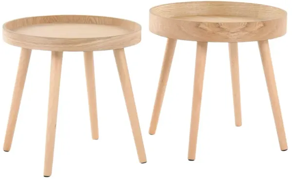 Pebble - Mid-Century Modern Side Table Set - Natural