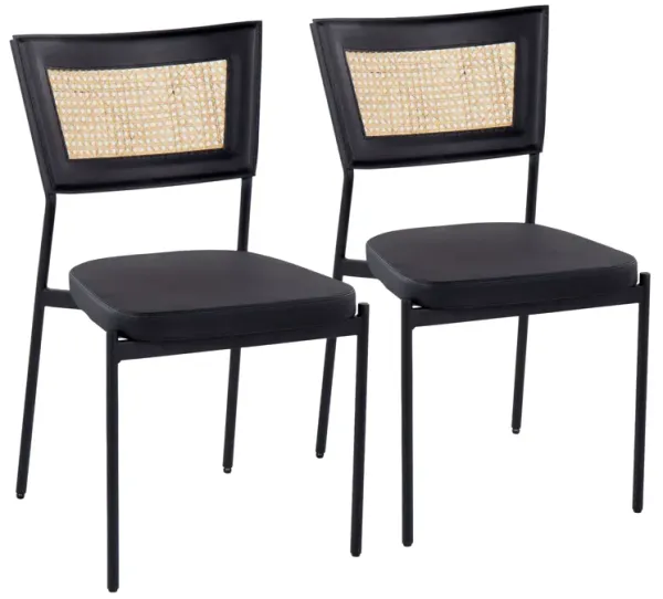 Tania - Contemporary Dining Chair (Set of 2) - Black / Rattan Back