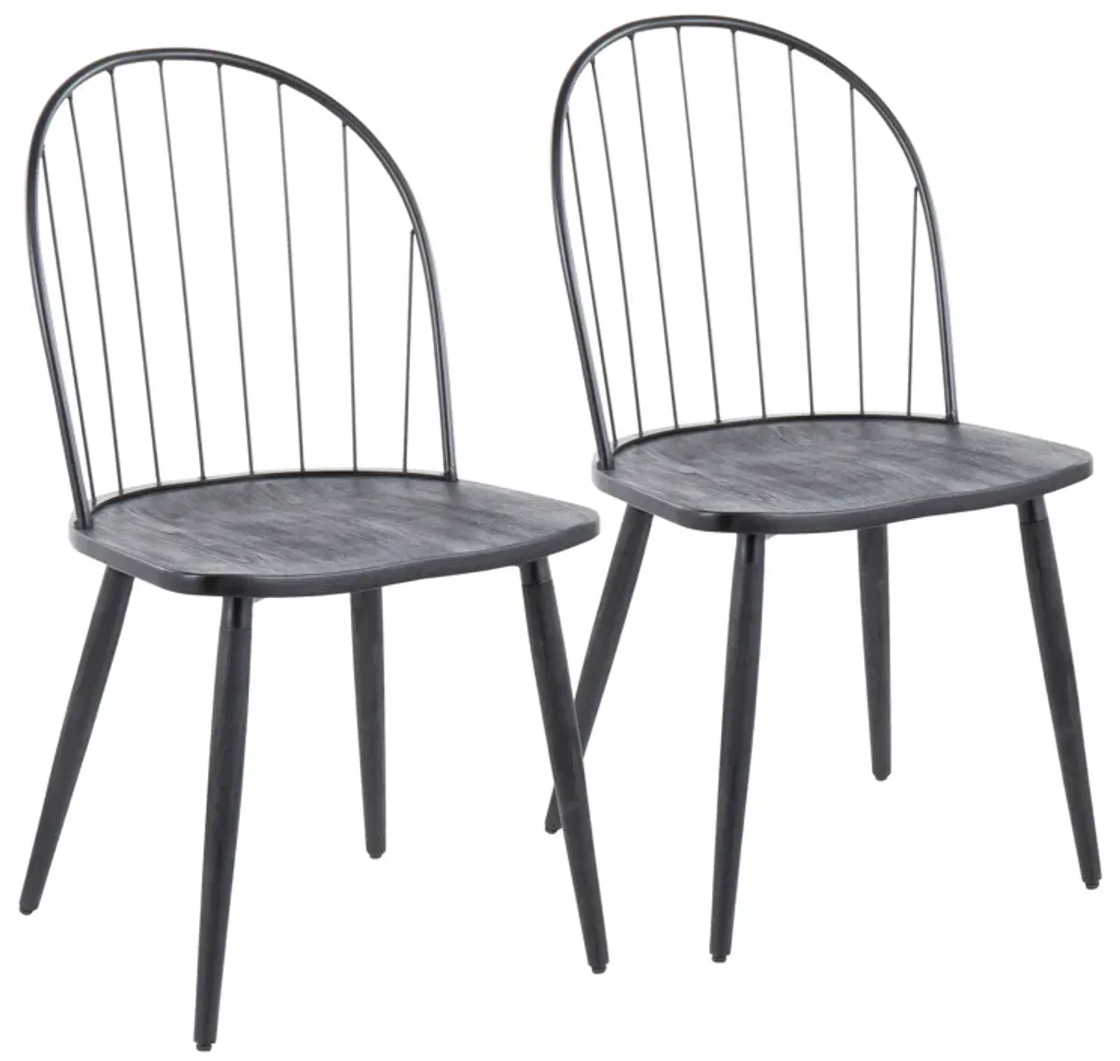 Riley - Industrial High Back Armless Chair (Set of 2) - Black