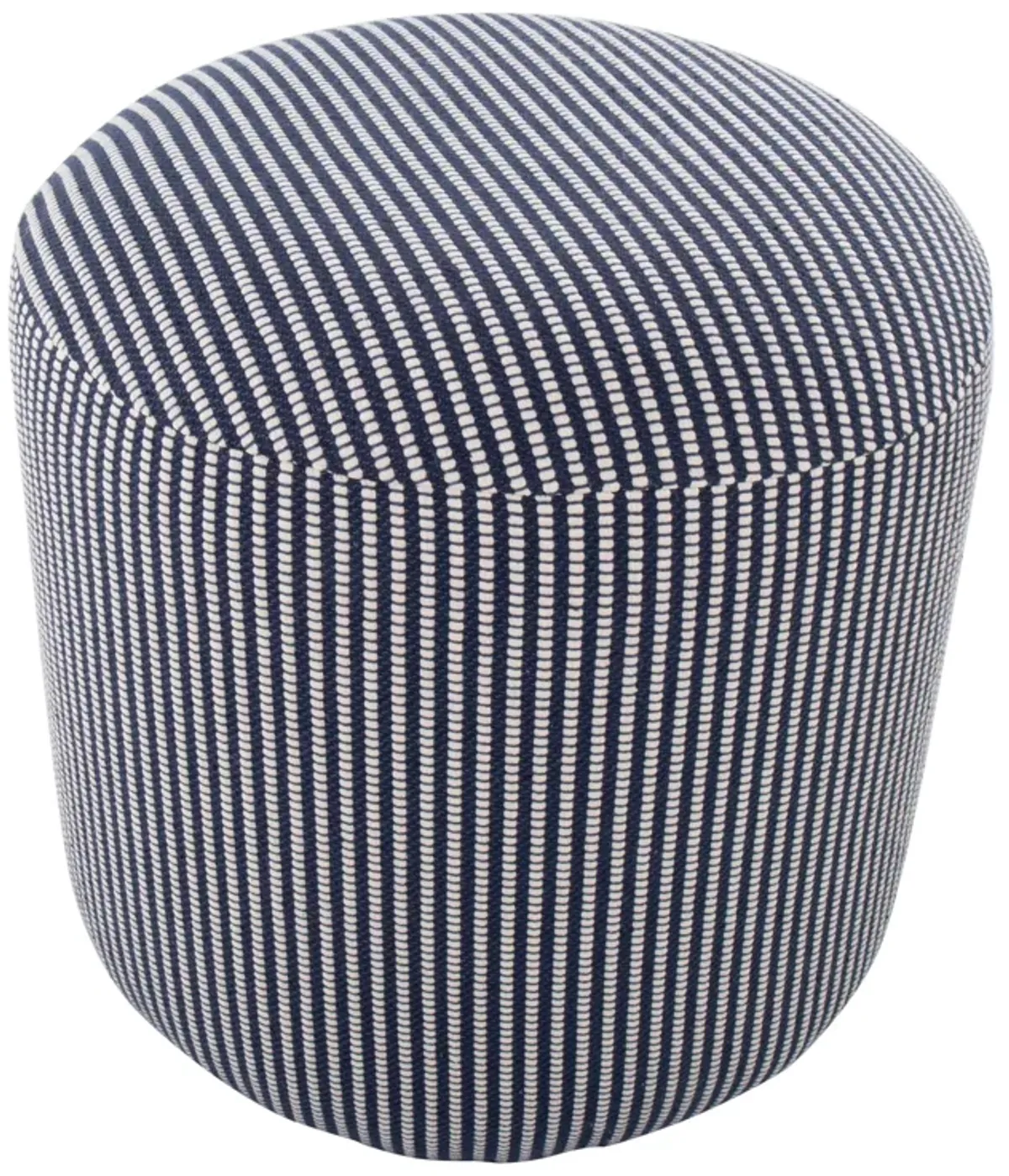 Round Pouf Knitted Blue / White