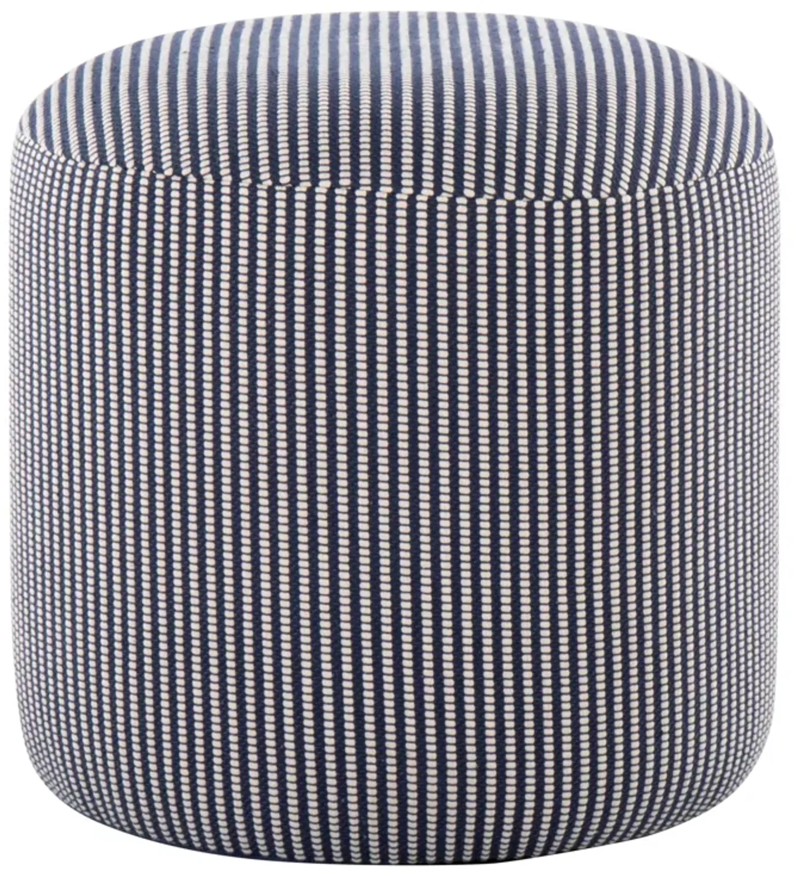 Round Pouf Knitted Blue / White