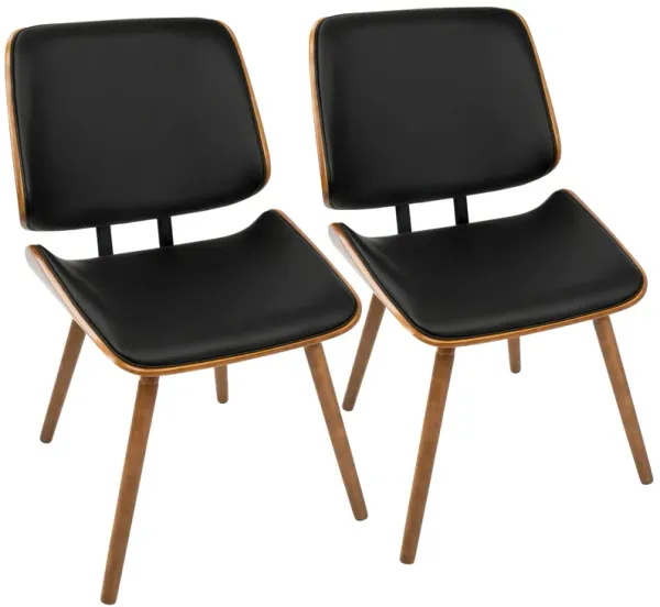 Lombardi - Mid-Century Modern Dining / Chair (Set of 2) - Walnut / Black