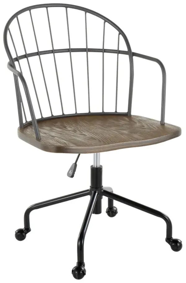 Riley - Farmhouse Adjustable Office Chair - Black / Dark Walnut