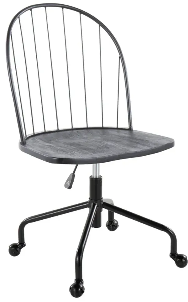 Riley - Farmhouse Adjustable High Back Office Chair - Black