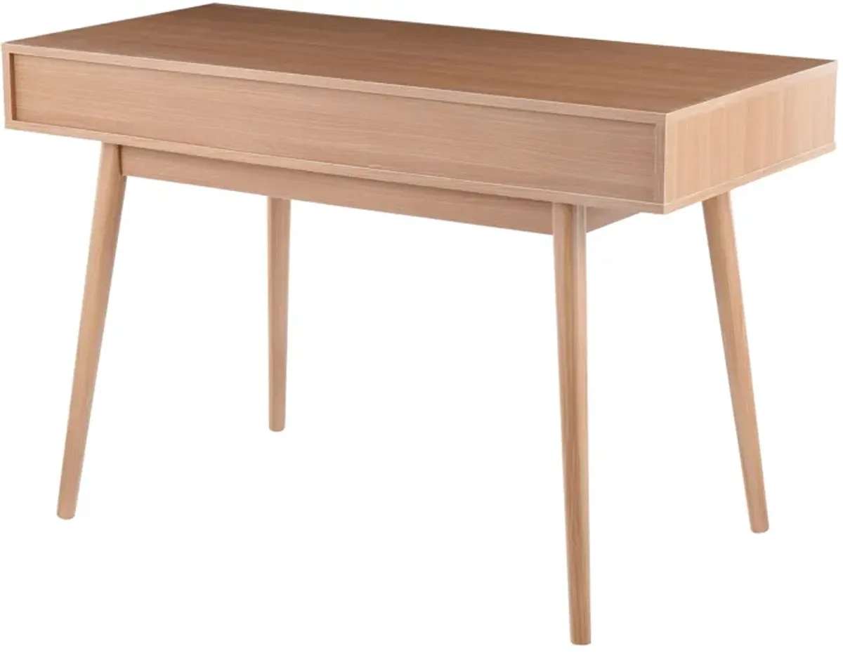 Pebble - Contemporary Double Desk - Natural / White