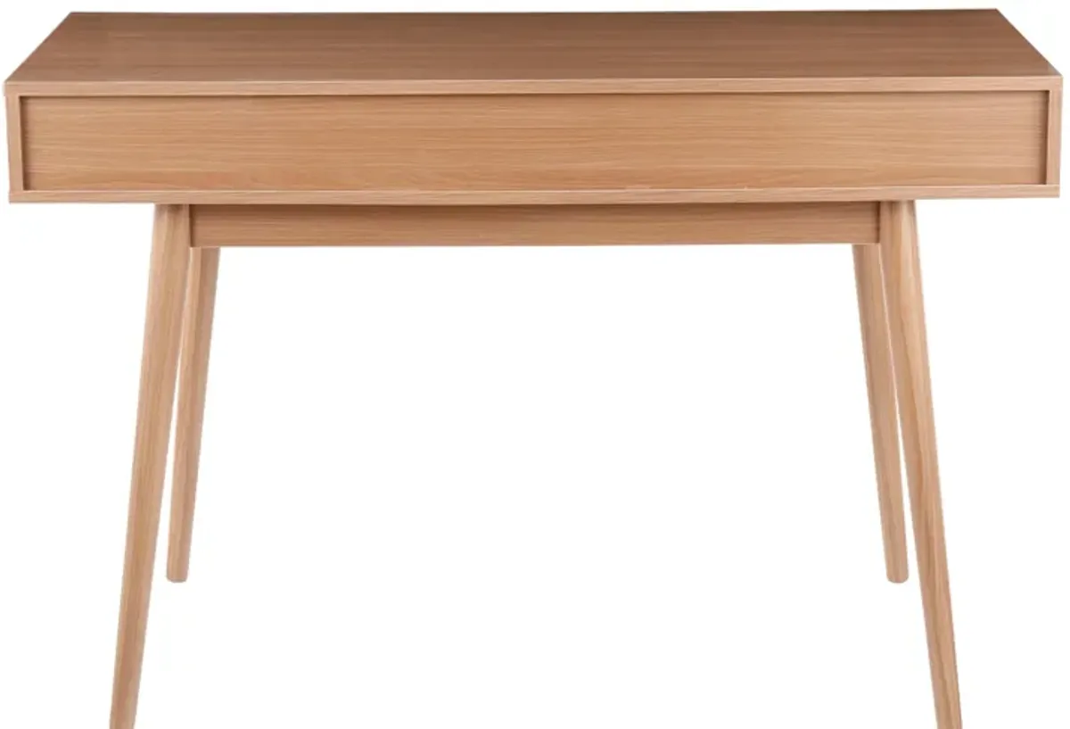 Pebble - Contemporary Double Desk - Natural / White