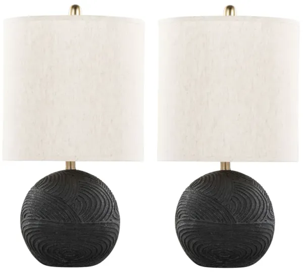 Kona - Contemporary Table Lamp (Set of 2) - Matte Black / Natural