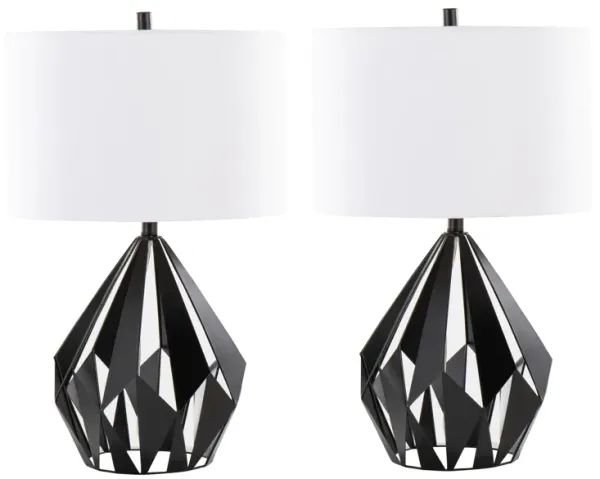 Geo - Me Tri Contemporary Table Lamp (Set of 2) - Matte Black / White