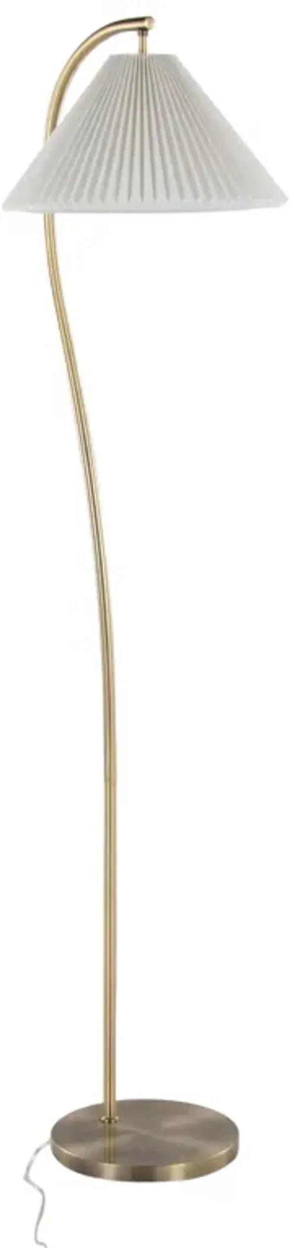 Cassis - Glam / Art Deco Floor Lamp Pleated - Gold / White