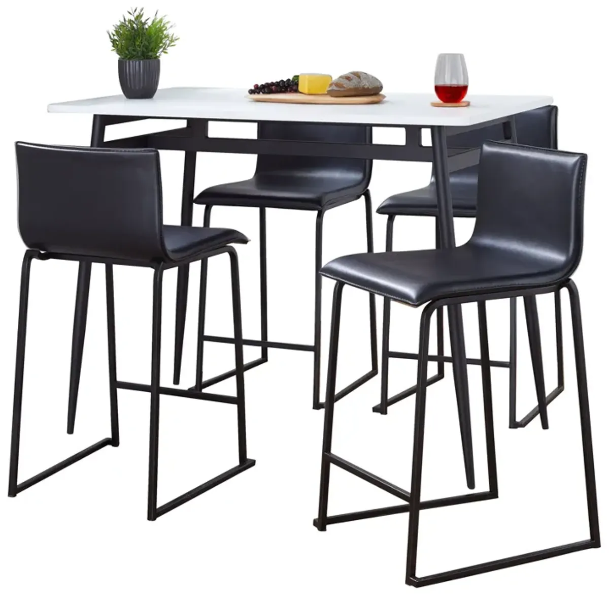 Marcel Mara - 5 Piece Upholsted, Contemporary Counter Height Dining Set