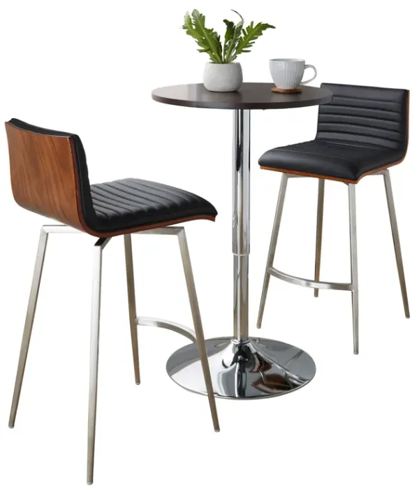 Mason - 3 Piece Swivel Mid Century Modern Counter Height Dining Set With Adjustable Table