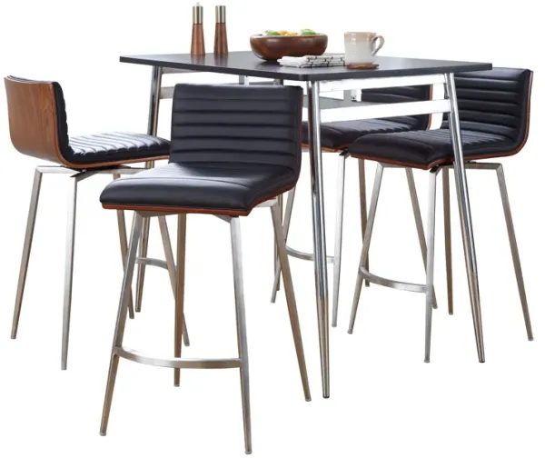 Marcel Mason - 5 Piece Swivel Contemporary Counter Height Dining Set