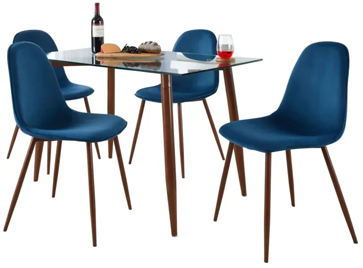 Clara Pebble - 5 Piece Mid Century Modern Elegant Dining Set