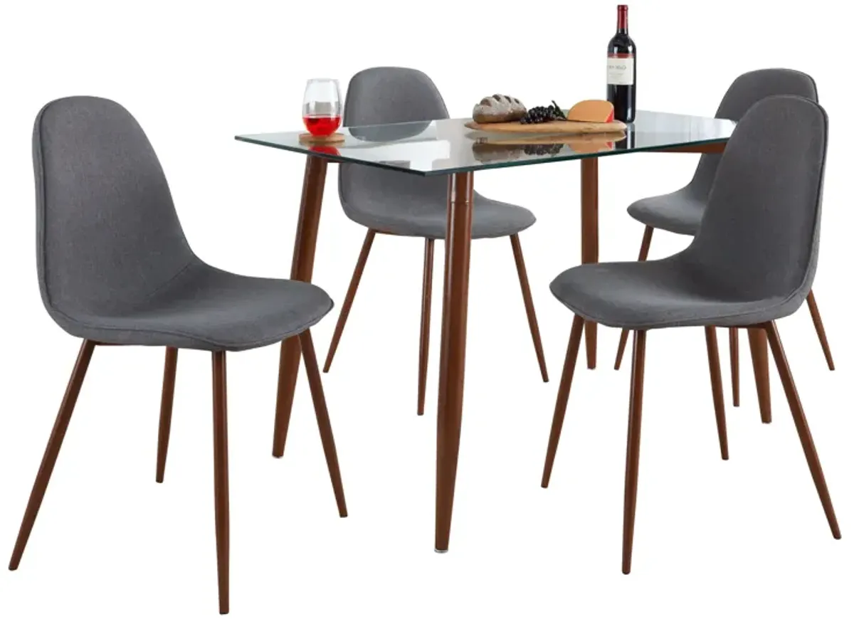 Clara Pebble - 5 Piece Mid Century Modern Elegant Dining Set