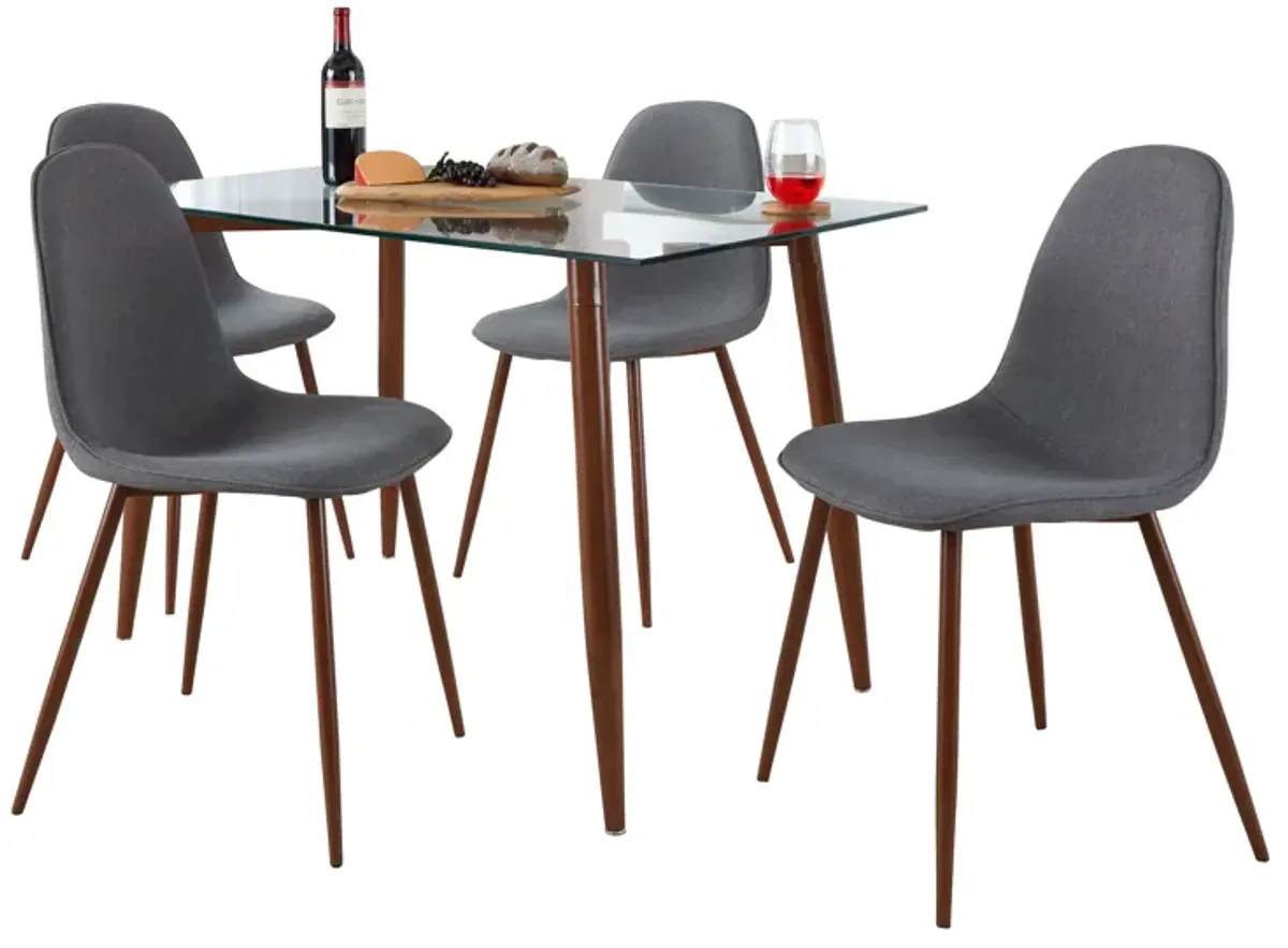 Clara Pebble - 5 Piece Mid Century Modern Elegant Dining Set