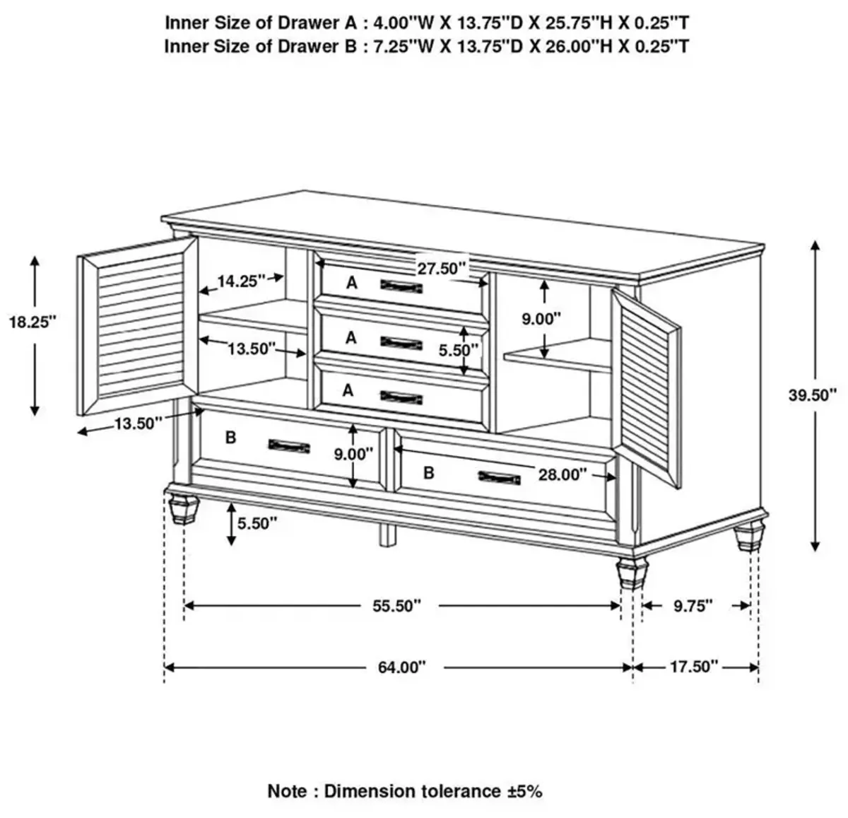 Franco - 5-Drawer Dresser