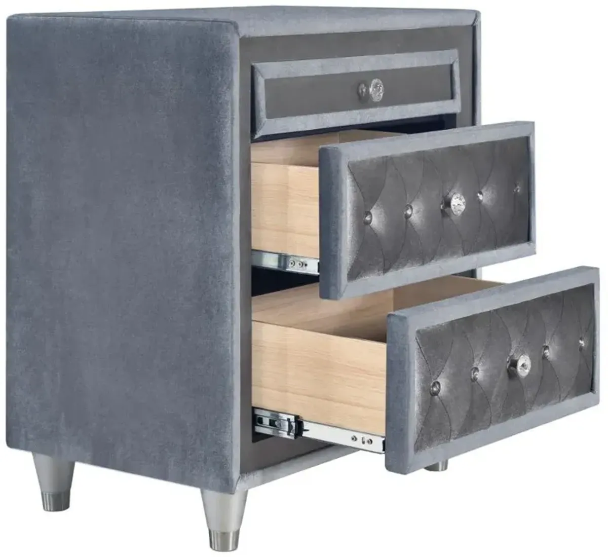 Antonella - Upholstered 3-Drawer Nightstand