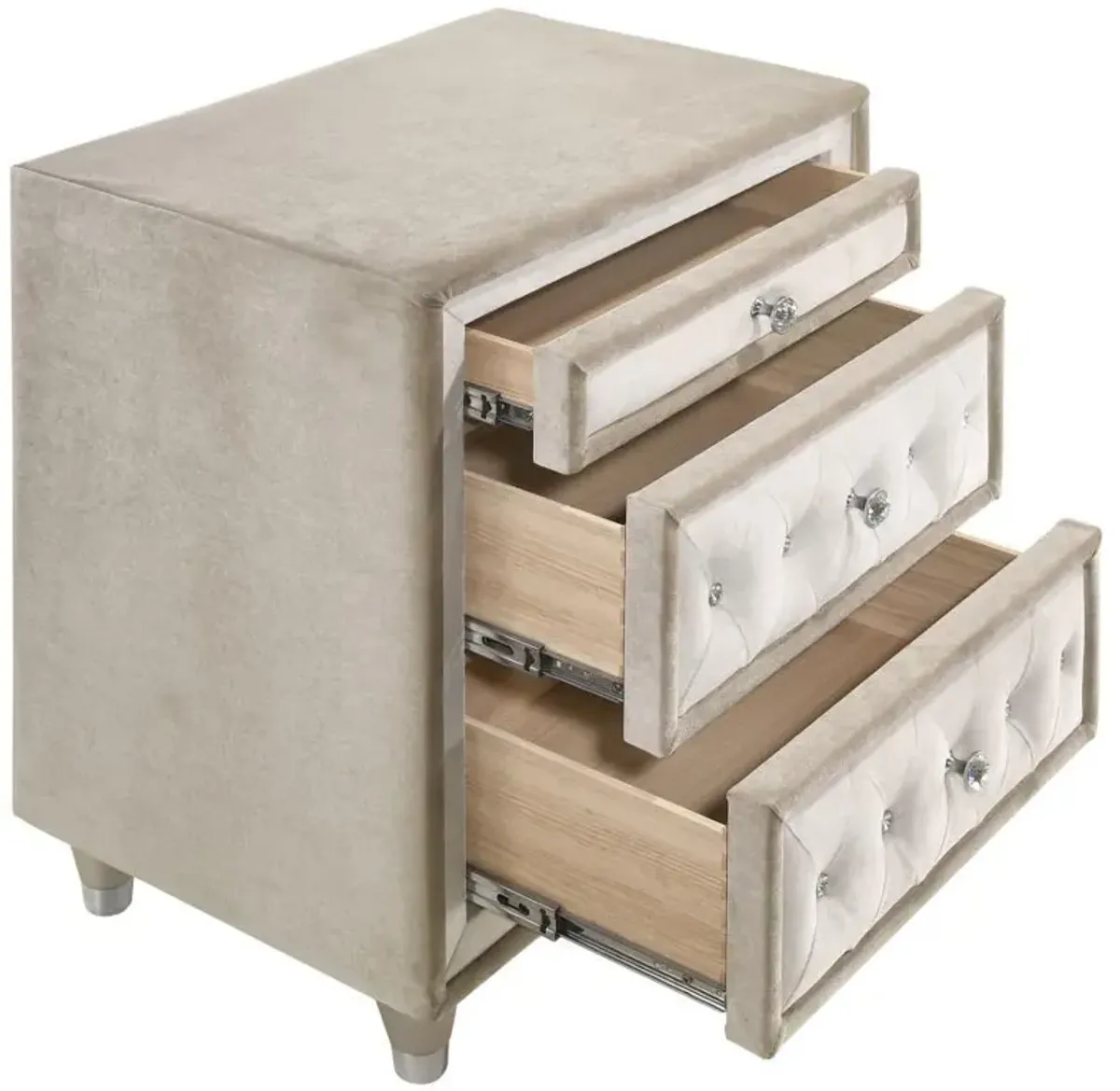 Antonella - Upholstered 3-Drawer Nightstand